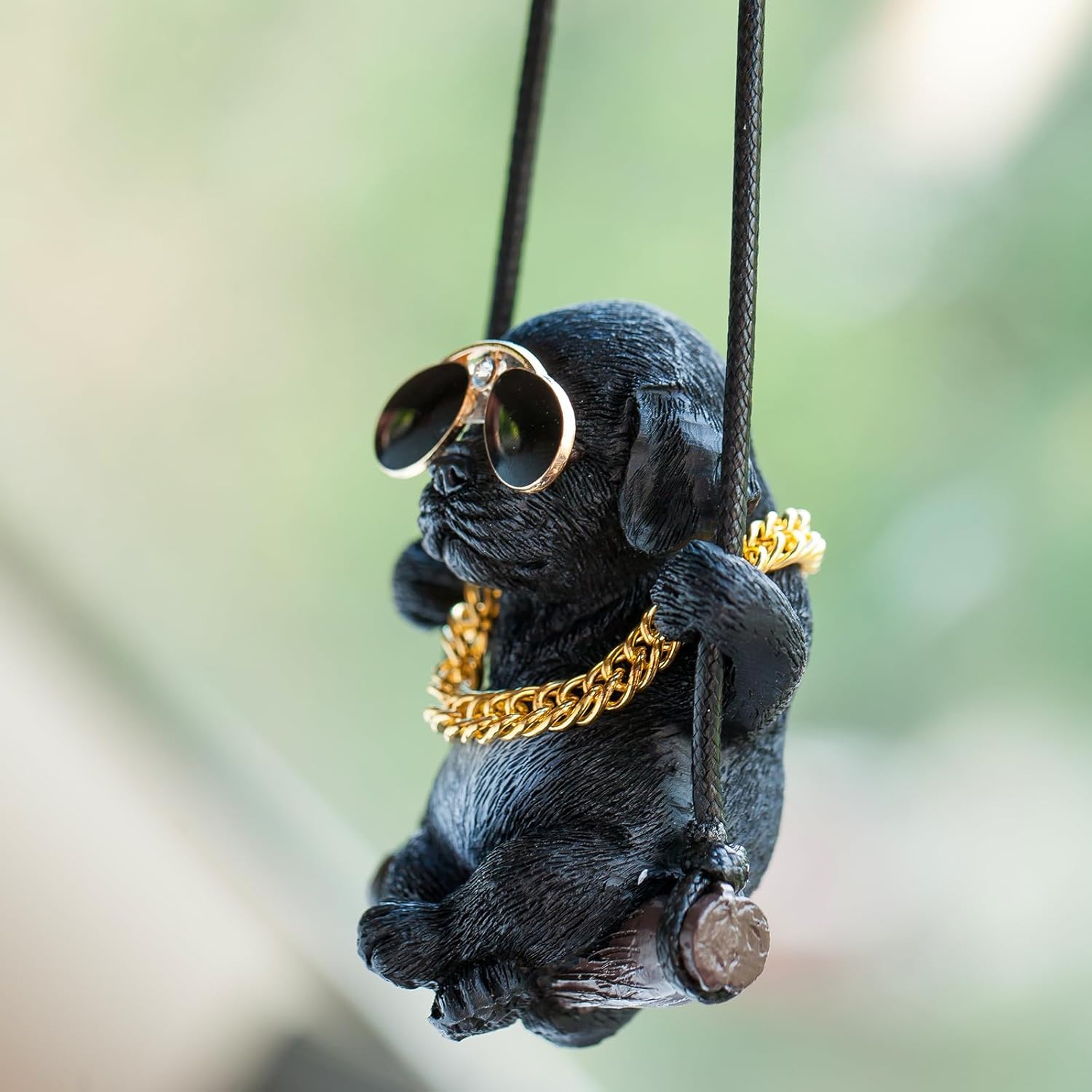Rewop Cute Dog Hanging Accessories Swinging Dog Rear View Mirror Car Accessories, Labrador Car Hanging Ornament Car Pendant Items for Men, Women, Couples (Biege)