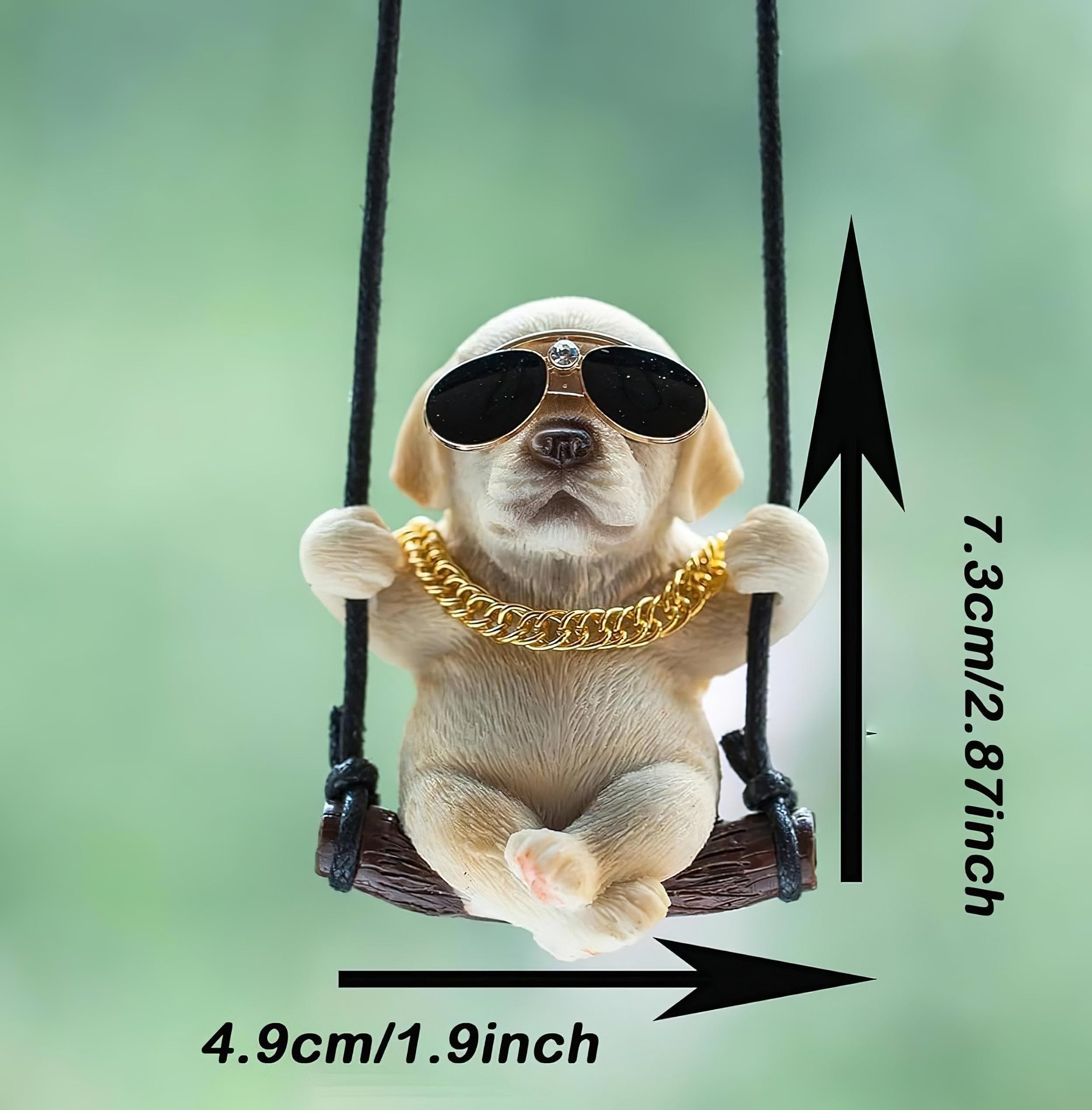 Rewop Cute Dog Hanging Accessories Swinging Dog Rear View Mirror Car Accessories, Labrador Car Hanging Ornament Car Pendant Items for Men, Women, Couples (Biege)